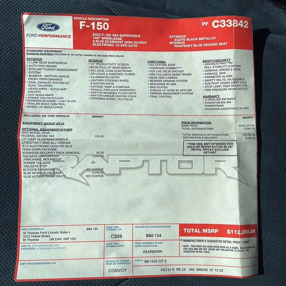 2023 Ford F150 Raptor