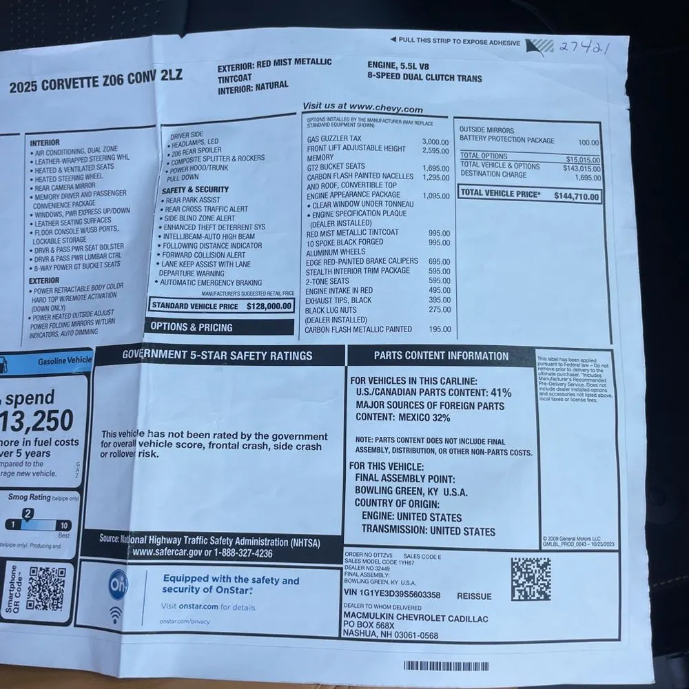 2025 Chevrolet Corvette Z06