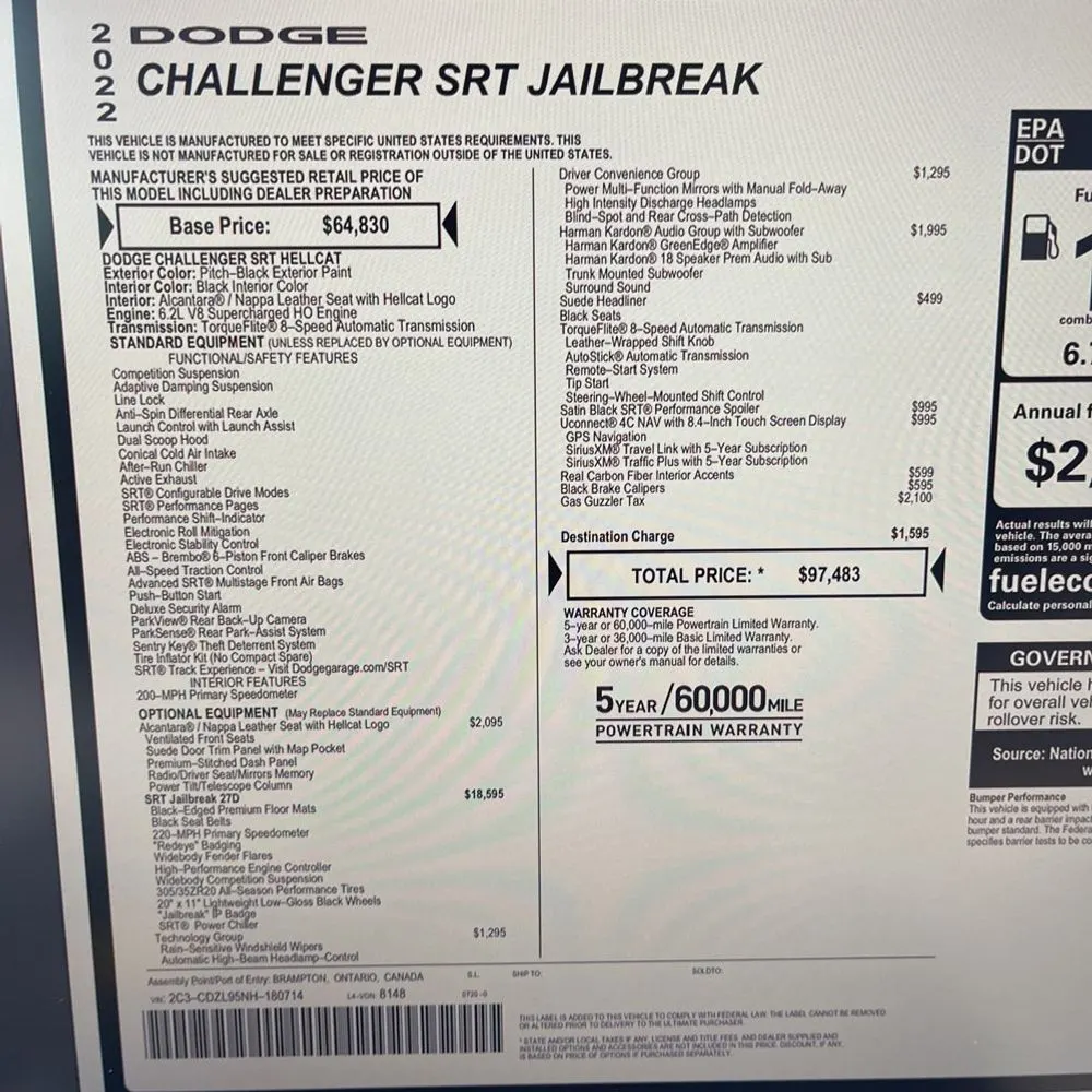 2022 Dodge Challenger SRT Hellcat Redeye