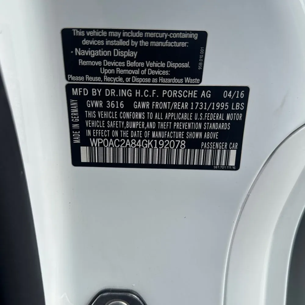 2016 Porsche Cayman GT4